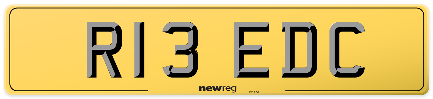R13 EDC Rear Number Plate