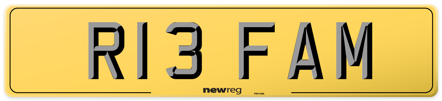 R13 FAM Rear Number Plate