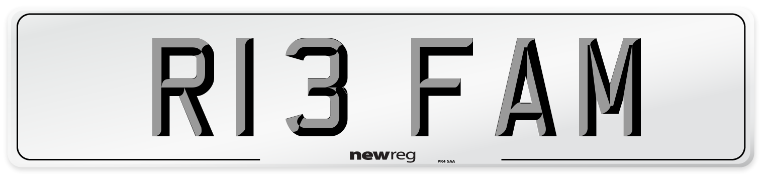 R13 FAM Front Number Plate