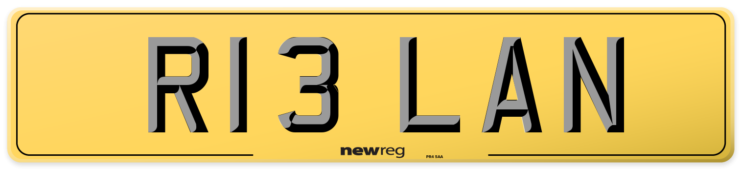 R13 LAN Rear Number Plate