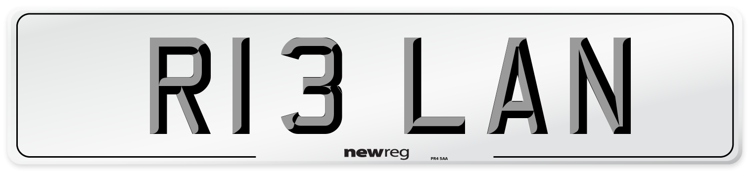 R13 LAN Front Number Plate