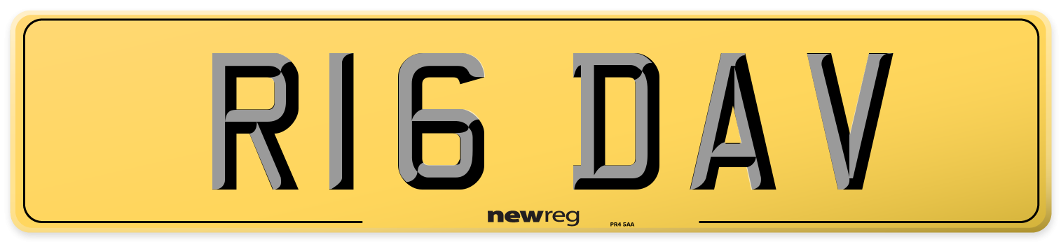 R16 DAV Rear Number Plate