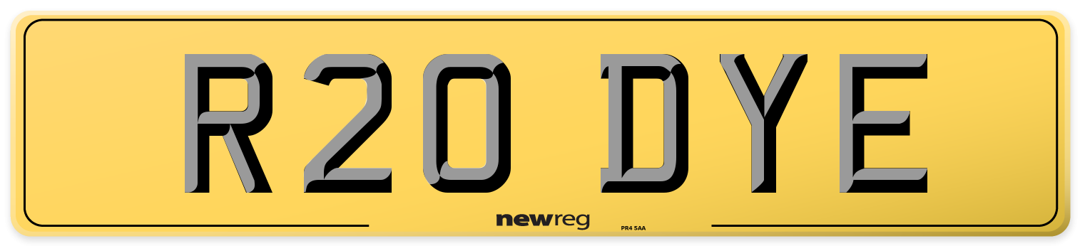 R20 DYE Rear Number Plate