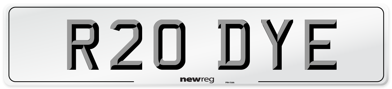 R20 DYE Front Number Plate