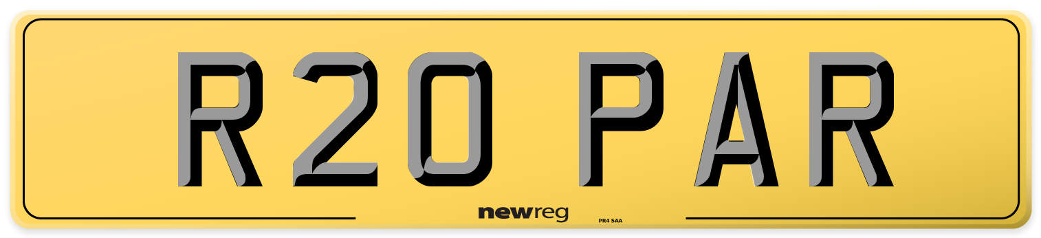 R20 PAR Rear Number Plate