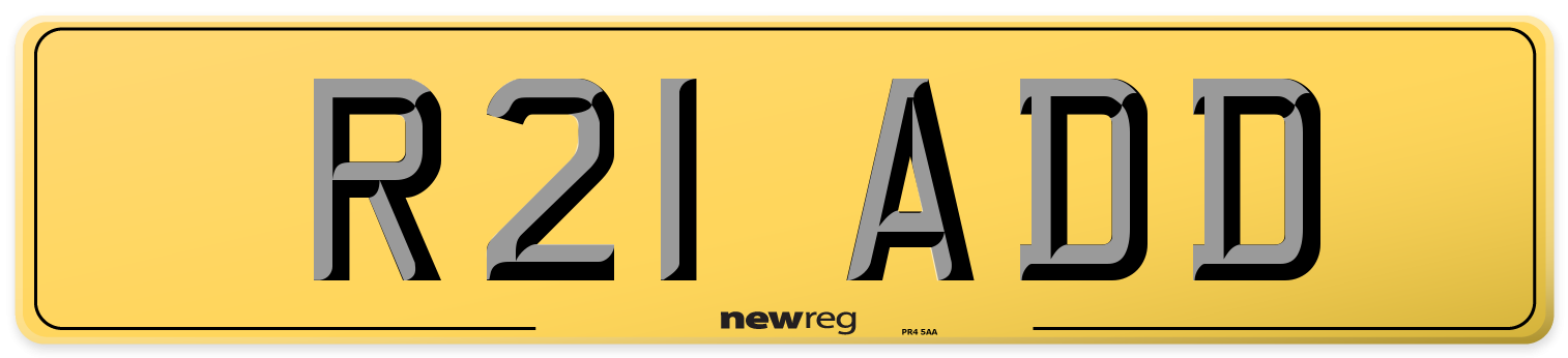 R21 ADD Rear Number Plate