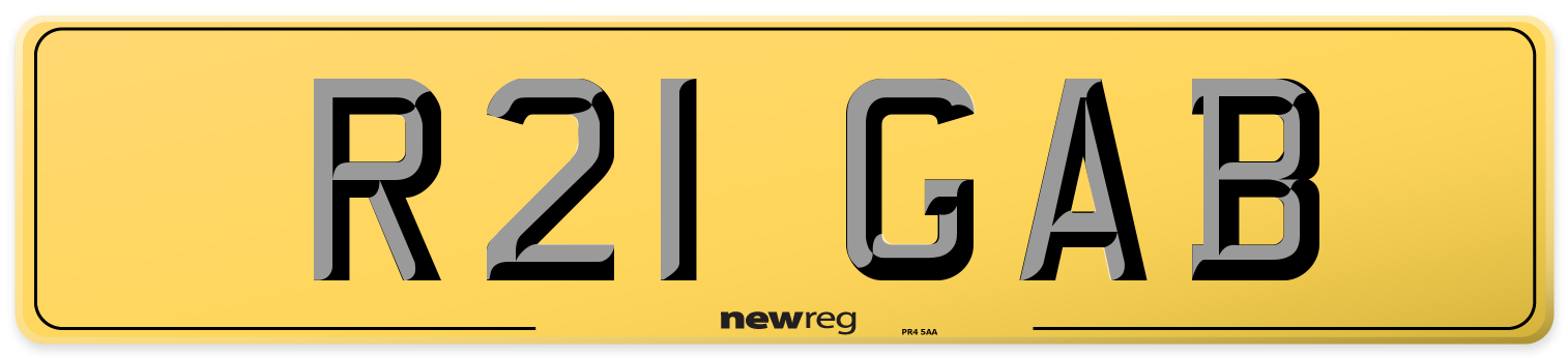 R21 GAB Rear Number Plate