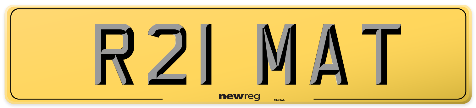 R21 MAT Rear Number Plate