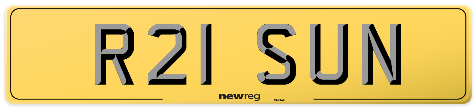 R21 SUN Rear Number Plate