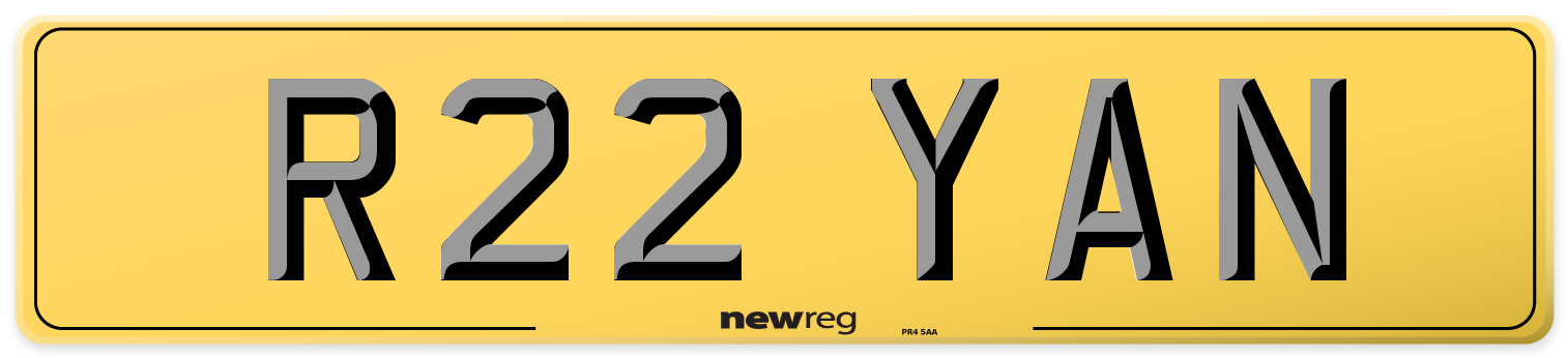 R22 YAN Rear Number Plate