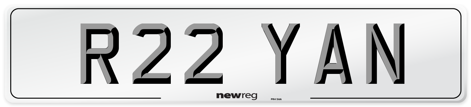 R22 YAN Front Number Plate
