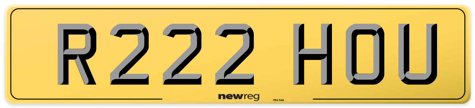 R222 HOU Rear Number Plate