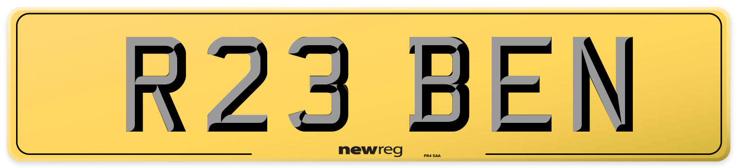 R23 BEN Rear Number Plate