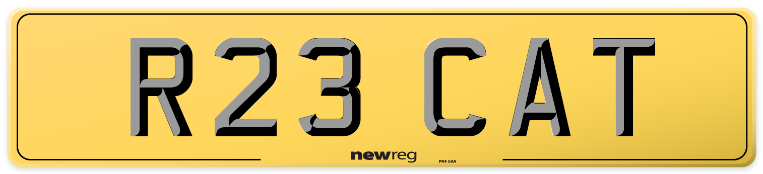 R23 CAT Rear Number Plate