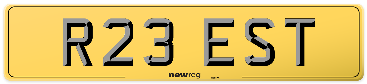 R23 EST Rear Number Plate