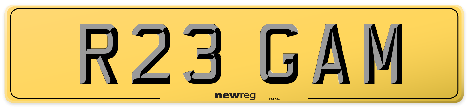 R23 GAM Rear Number Plate