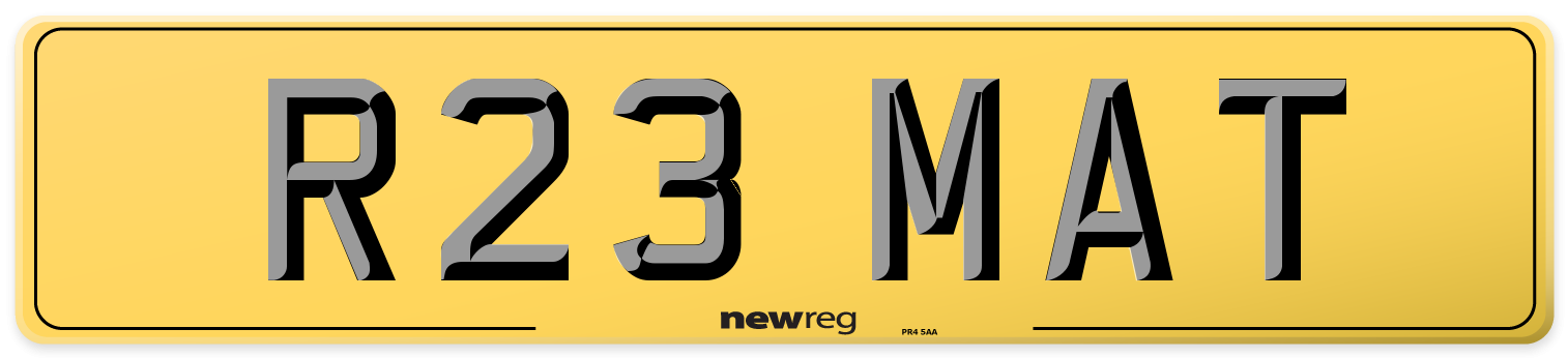R23 MAT Rear Number Plate