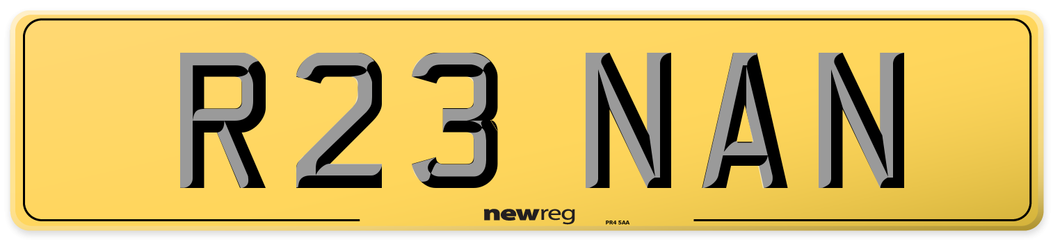 R23 NAN Rear Number Plate
