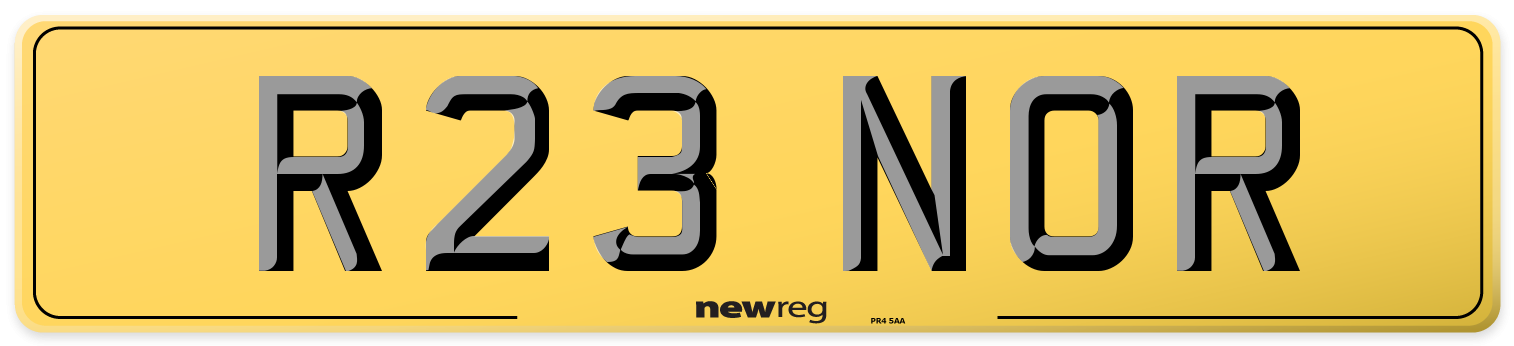 R23 NOR Rear Number Plate