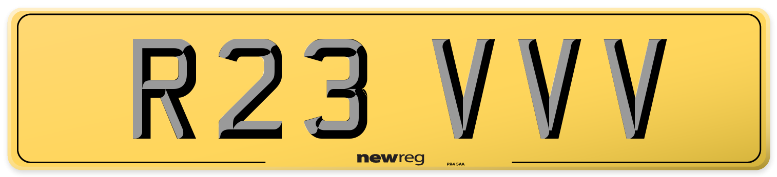 R23 VVV Rear Number Plate