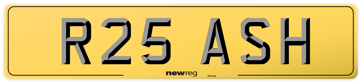 R25 ASH Rear Number Plate