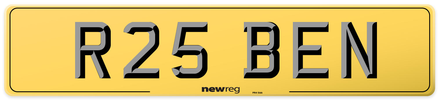 R25 BEN Rear Number Plate
