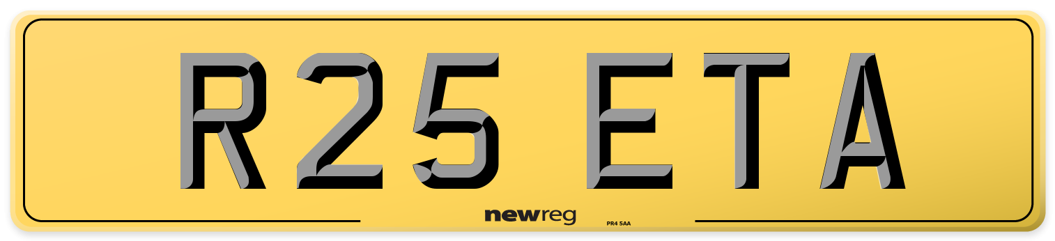 R25 ETA Rear Number Plate