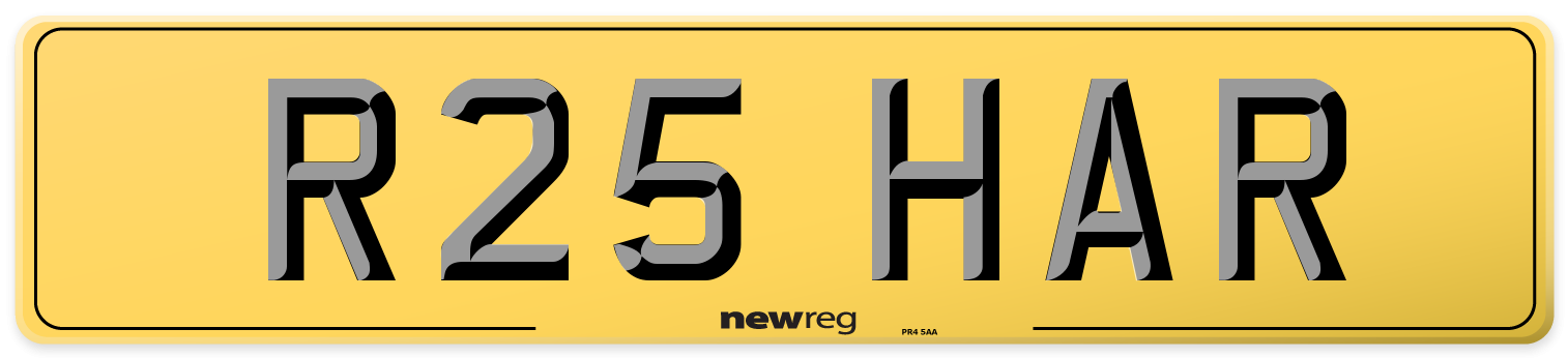 R25 HAR Rear Number Plate