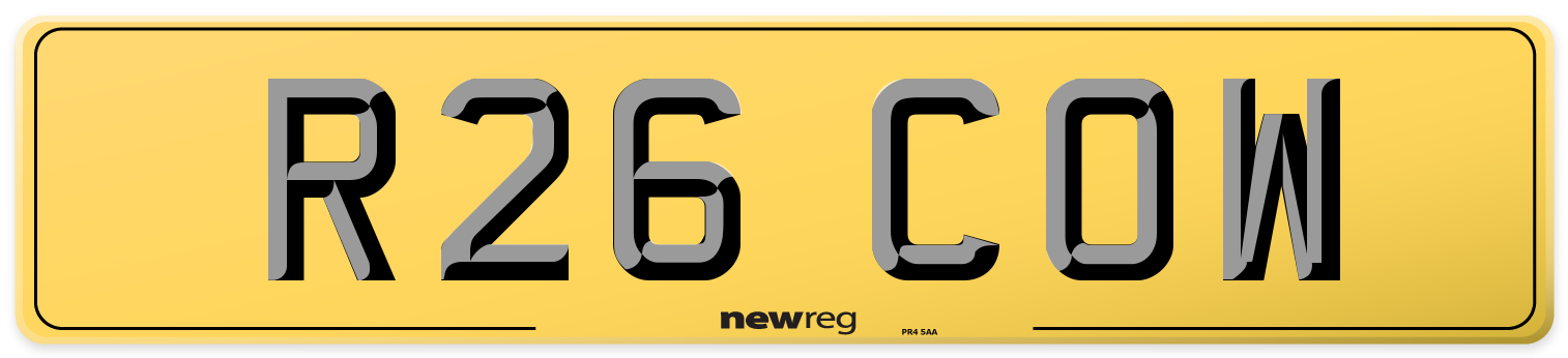 R26 COW Rear Number Plate