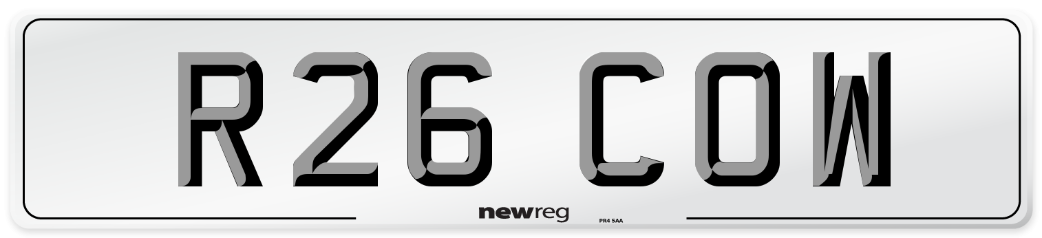 R26 COW Front Number Plate