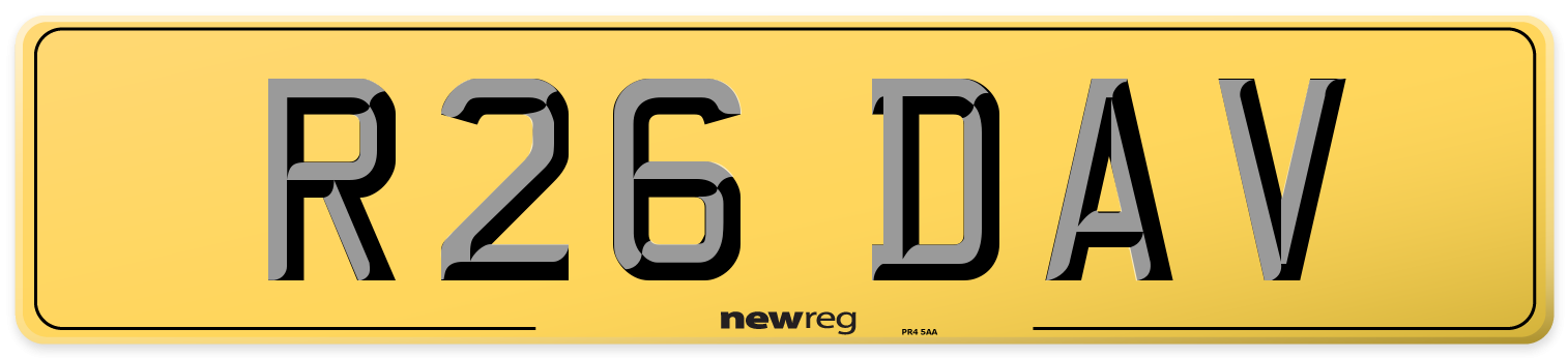 R26 DAV Rear Number Plate