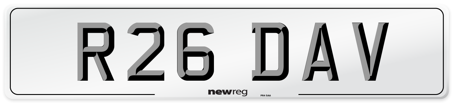 R26 DAV Front Number Plate