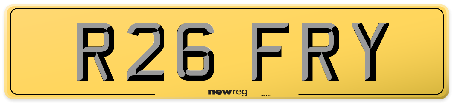 R26 FRY Rear Number Plate