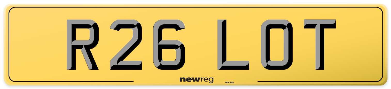 R26 LOT Rear Number Plate