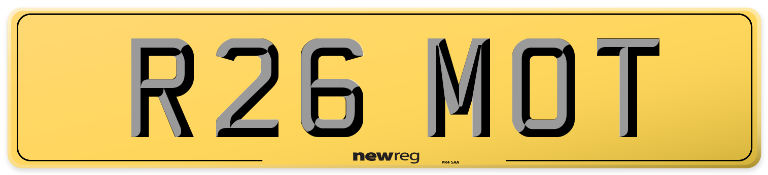 R26 MOT Rear Number Plate