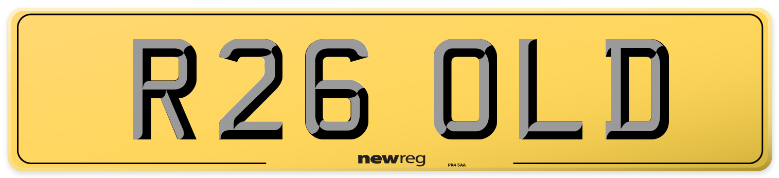 R26 OLD Rear Number Plate