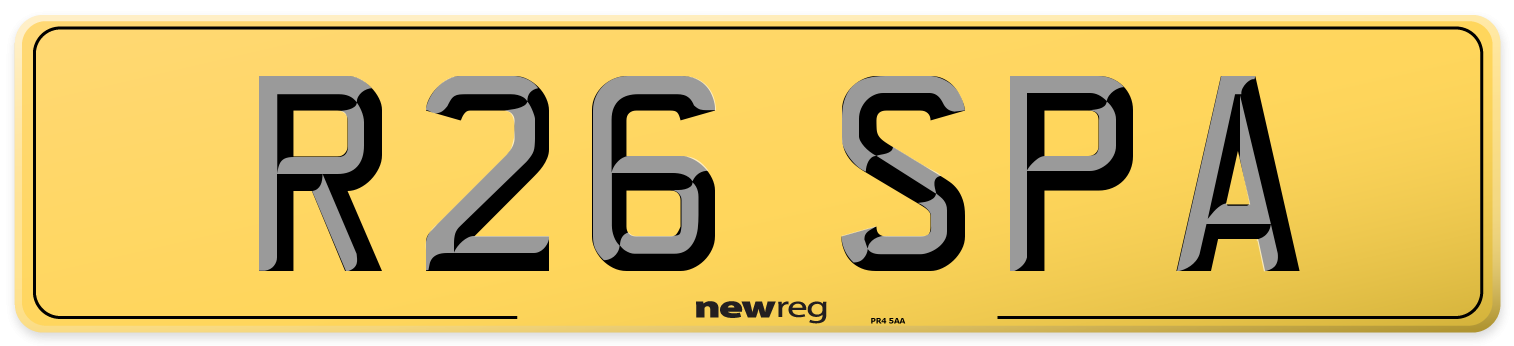 R26 SPA Rear Number Plate