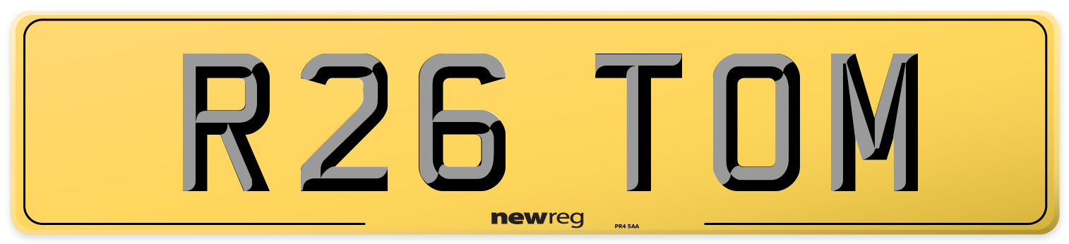 R26 TOM Rear Number Plate