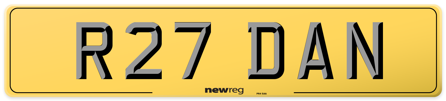 R27 DAN Rear Number Plate