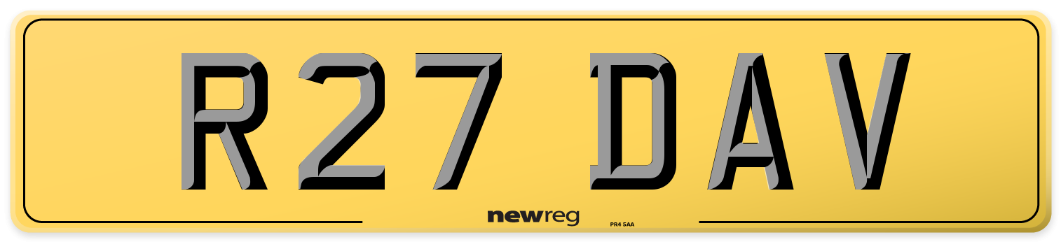 R27 DAV Rear Number Plate
