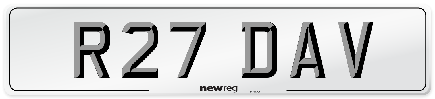 R27 DAV Front Number Plate