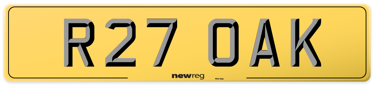 R27 OAK Rear Number Plate
