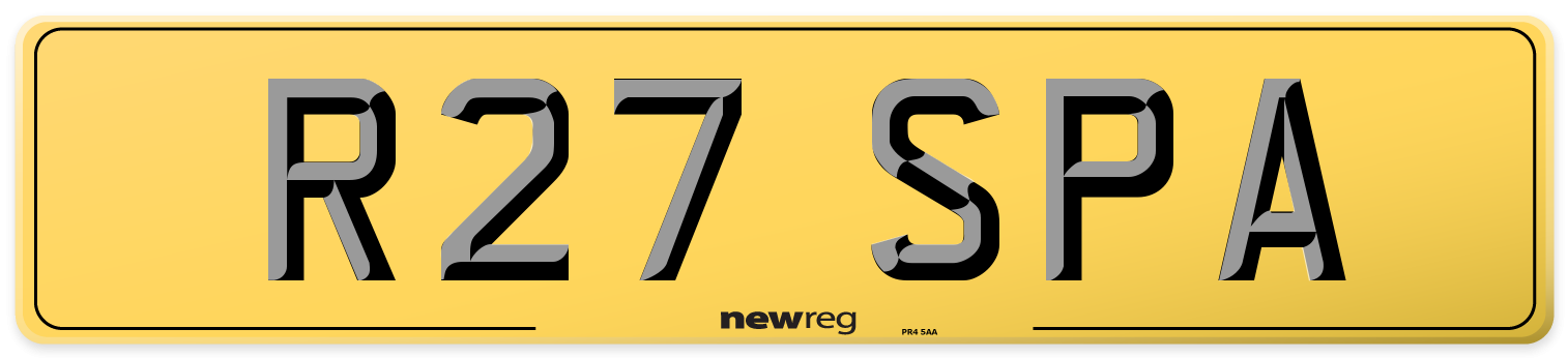 R27 SPA Rear Number Plate