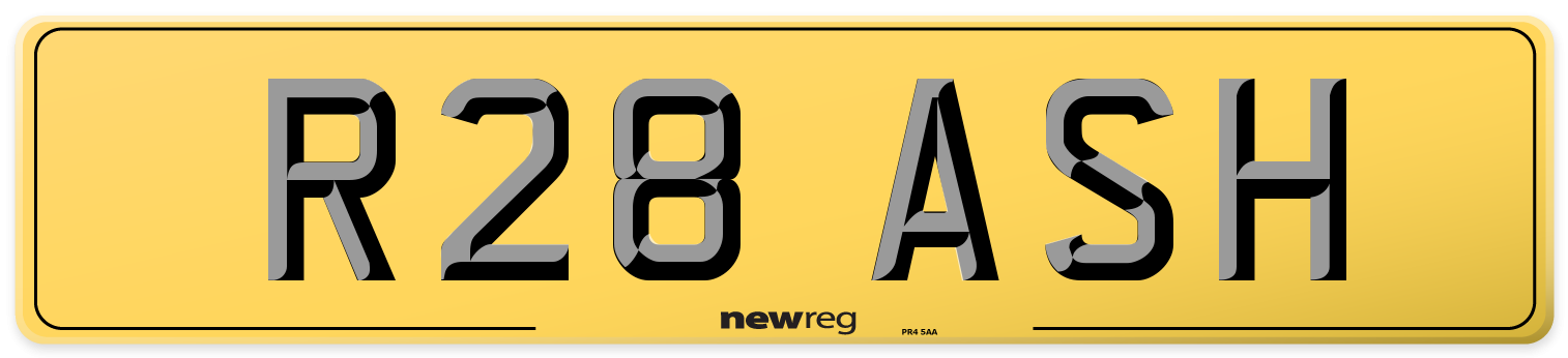 R28 ASH Rear Number Plate