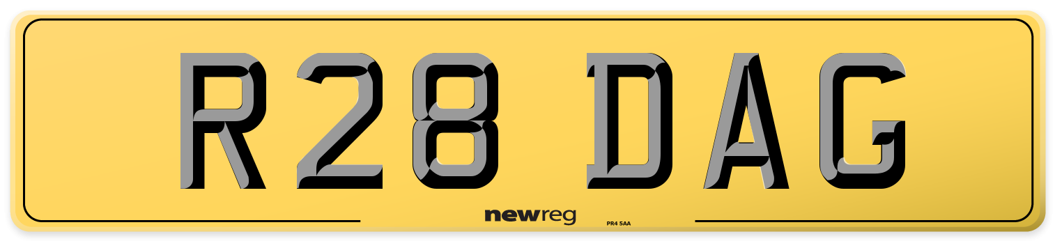 R28 DAG Rear Number Plate