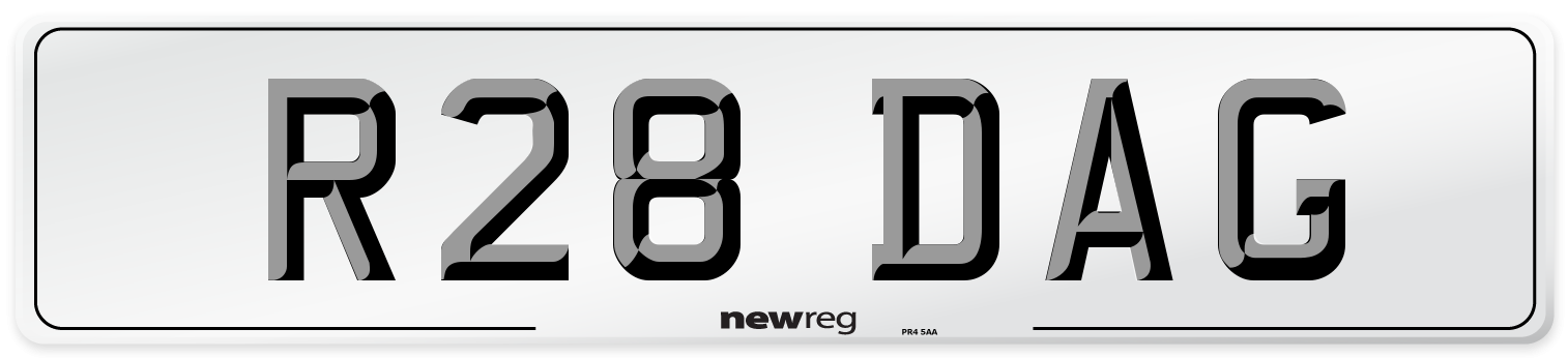 R28 DAG Front Number Plate