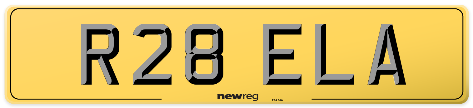 R28 ELA Rear Number Plate
