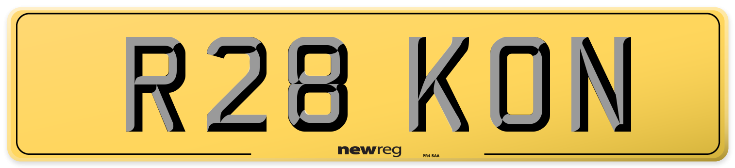 R28 KON Rear Number Plate