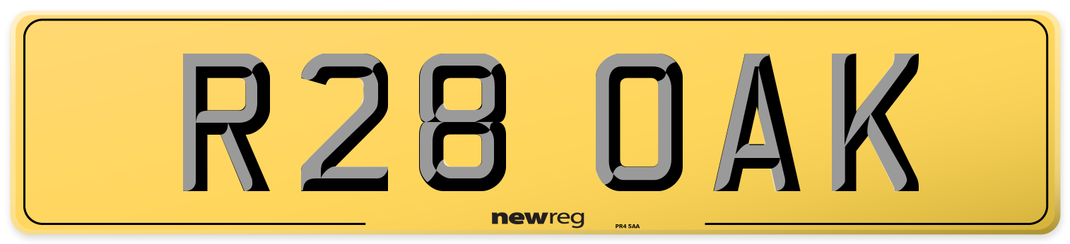 R28 OAK Rear Number Plate