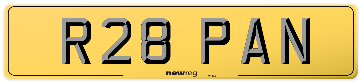 R28 PAN Rear Number Plate